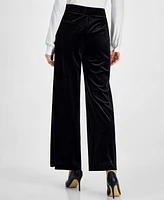 Tahari Asl Women's Mid-Rise Velvet Wide-Leg Pants