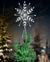 Kurt Adler Silver Glittered Snowflake Tree Topper, 11.75 Inches