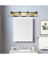 Streamdale Furniture Led 4-Light Modern Crystal Bathroom Vanity Light Over Mirror Bath Wall Lighting Fixtures