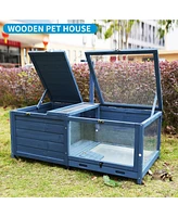 Simplie Fun Acrylic Reptile Enclosure with Removable Tray and Wooden Warming Stand