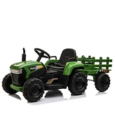 Streamdale Furniture Kids Ride-On Tractor with Trailer & Lights, Perfect Gift for Ages 3-6