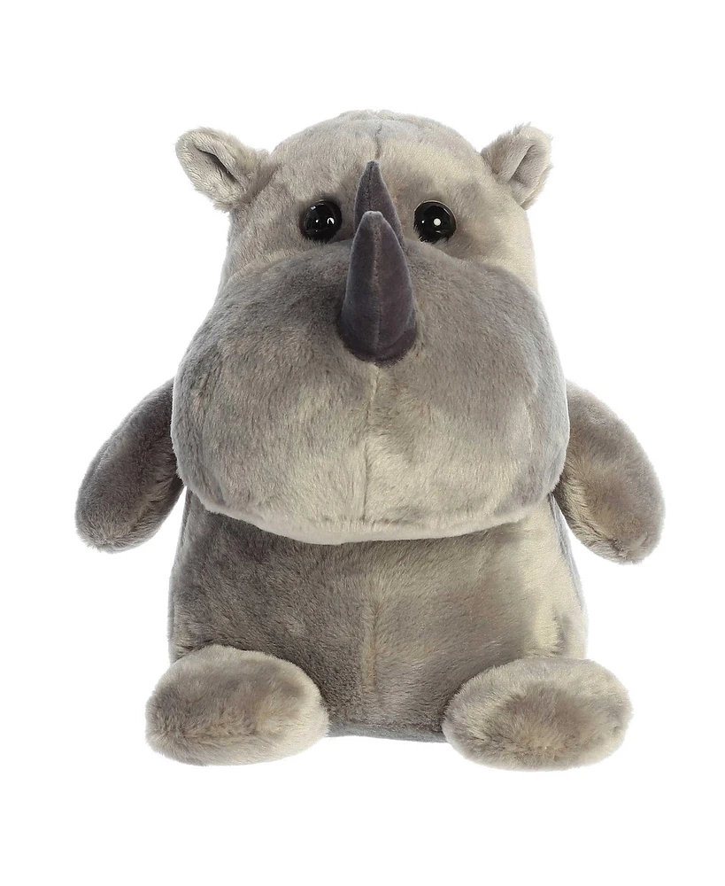 Aurora Medium Happy Rhino Happy Hippo and Friends Whimsical Plush Toy Gray 11"