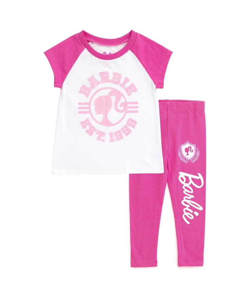 Barbie Girls T-Shirt and Leggings Outfit Set Toddler to Big Kid Sizes (2T