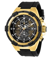 Invicta Men's Aviator Quartz Multifunction Black, Gold Dial Polyurethane Watch