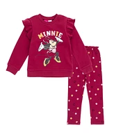 Disney Toddler Girls Princess Minnie Mouse Winnie The Pooh Aristocats Fleece Sweatshirt & Pants Outfit Set Newborn to