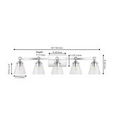 Jonathan Y Marion 36.5" 5-Light Hurricane Metal/Seeded Glass Led Vanity Light, Chrome
