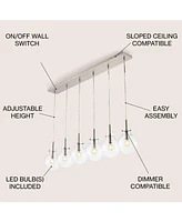 Jonathan Y Harlow 40.5" 6-Light Modern Contemporary Round Glass/Iron Led Linear Pendant, Nickel/Clear