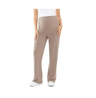 Ripe Maternity Maternity Ripe Cindy Rib Straight Leg Pant Taupe