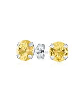 Bling Jewelry 1.4CT Round Natural Citrine Stud Earrings For Women 14K White Golds 6MM