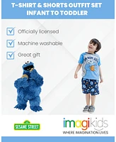 Sesame Street Toddler Boys Elmo Cookie Monster T-Shirt and Shorts Outfit Set to