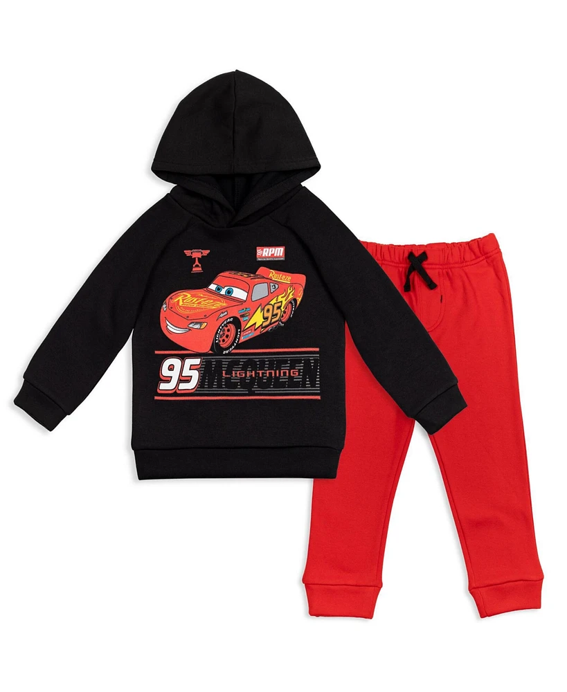 Disney Toddler Boys Pixar Cars Lightning McQueen Fleece Pullover Hoodie and Pants Outfit Set to