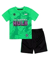 Marvel Avengers Captain America Hulk Thor Iron Man T-Shirt and Mesh Shorts Outfit Set Toddler to Big Kid