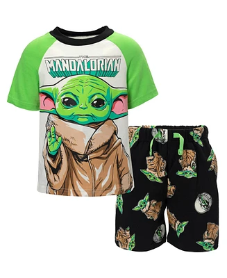 Star Wars Little Boys The Mandalorian T-Shirt and French Terry Shorts Outfit Set