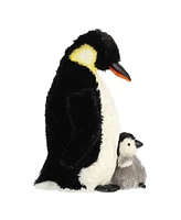 Aurora Medium Emperor Penguin with Baby Wild Life Playful Plush Toy White 12"