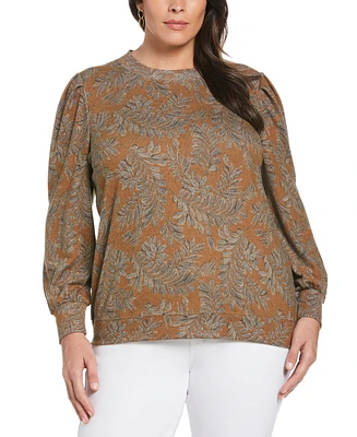 Ella Rafaella Plus Size Pleat Long Sleeve Knit Top