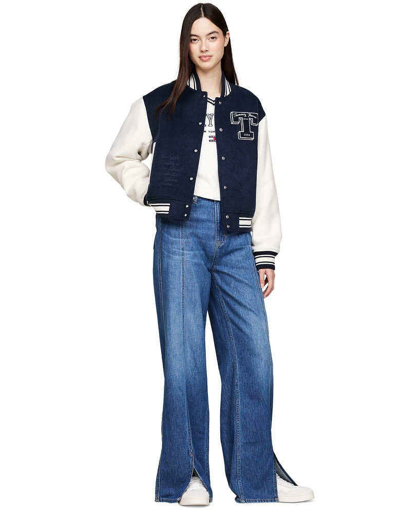 Tommy Jeans Women's Snap-Front Letterman Jacket