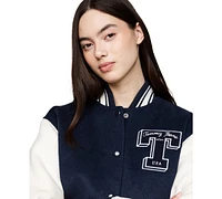 Tommy Jeans Women's Snap-Front Letterman Jacket