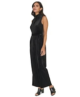 Calvin Klein Women's Tie-Waist Velvet Sleeveless Jumpsuit