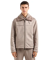 A|X Armani Exchange Men's Faux-Leather Sherpa-Lined Jacket