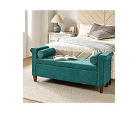 Amelia Traditional 54" Wide Storage Bench with Two Round Pillows