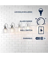 Jonathan Y Virginia 42.75" 5-Light Metal/Glass Led Vanity Light, Chrome