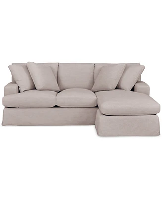 Brenalee 93" Performance Fabric Slipcover Reversible Chaise Sofa with Four Pillows