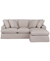 Brenalee 93" Performance Fabric Slipcover Reversible Chaise Sofa with Four Pillows