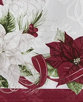 Elrene Clarette Poinsettia Holiday Fabric Round Tablecloth, 70"