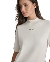 Dkny Jeans Petite Mock-Neck Embellished-Logo Sweater