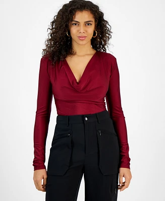 Bar Iii Women's Cowlneck Bodysuit, Created for Macy's