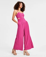 Bar Iii Women's Sweetheart Cut-Out Wide-Leg Jumpsuit, Created for Macy's