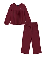 Tommy Hilfiger Toddler Girl Waffle-Knit Peasant Top Wide Leg Pants Set