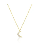 Etoielle Yellow Gold Tone Cz Moon Charm Necklace