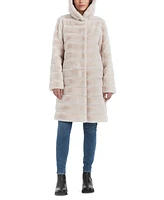 Jones New York Women's Grooved Faux-Fur Hooded Coat