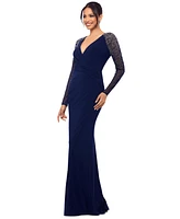 Betsy & Adam Women's Embellished Twist-Front Gown