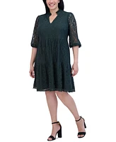 Jessica Howard Plus Balloon-Sleeve A-Line Dress