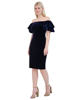 Eliza J Women's Velvet Off-The-Shoulder Dress