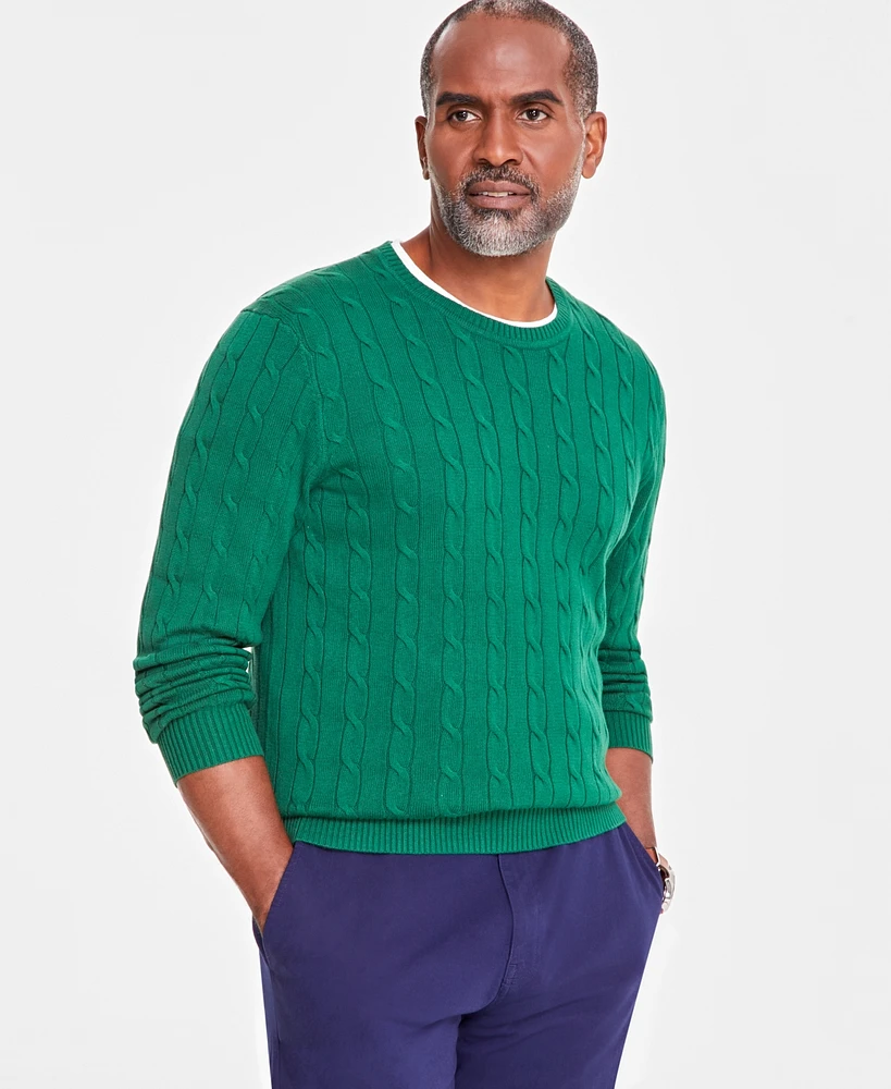 Club Room Men's Cable-Knit Cotton Sweater, Created for Macy's