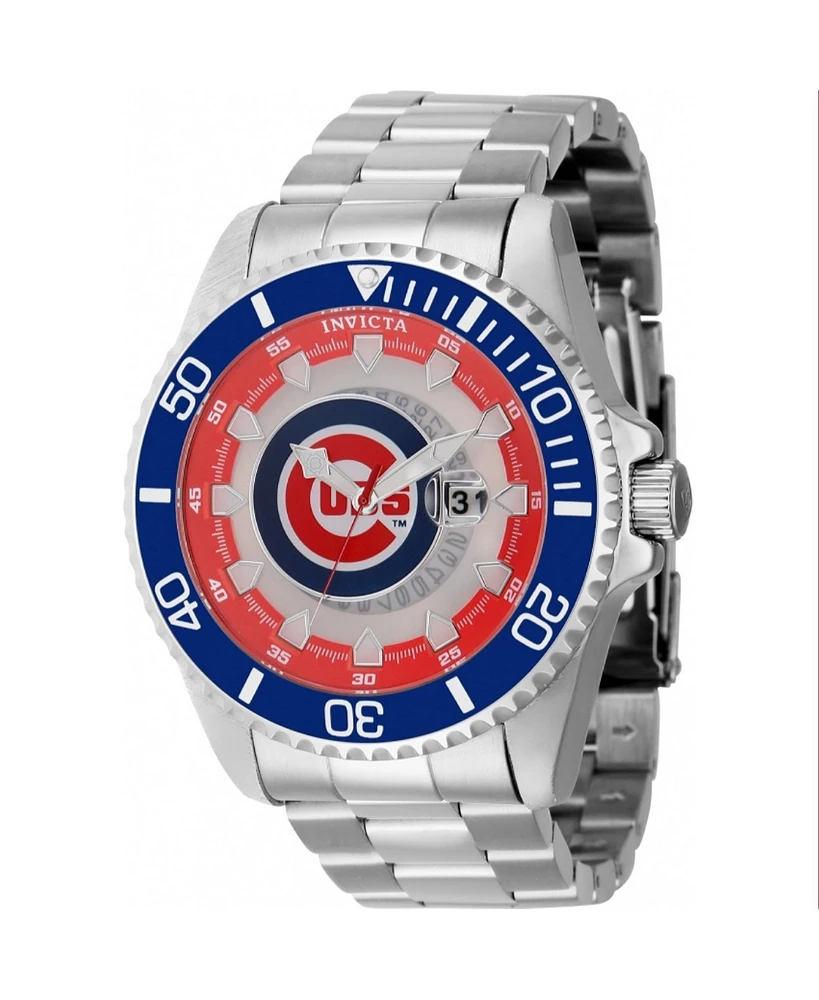 Invicta Men's 43458 Mlb Chicago Cubs Quartz Multifunction Red, Silver, White, Blue Dial Watch