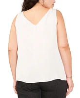 Vince Camuto Plus Size Rhinestone-Trim V-Neck Satin Top