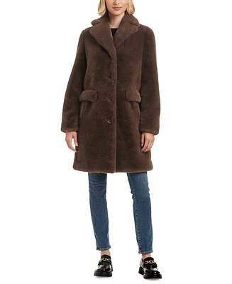 Jones New York Women's Faux-Fur Notched Collar Blazer Coat