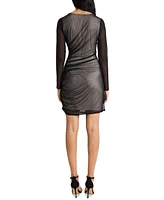 Donna Morgan Women's Mesh Illusion Long-Sleeve Dress