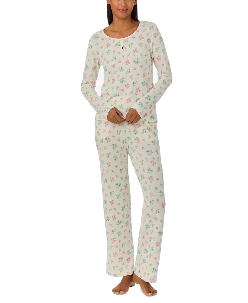 Lauren Ralph Women's 2-Pc. Long-Sleeve Scoop-Neck Long Pants Pajama Set