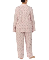 Lauren Ralph Plus 2-Pc. Long-Sleeve Notch-Collar Long Pants Pajama Set