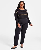 Jm Collection Plus & Petite Tummy Control Pull-On Slim-Leg Pants