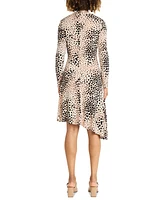 Maggy London Women's Printed Gathered Asymmetric Dress