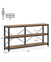 Tribesigns 55-Inch Industrial Sofa Table, 3-Tier Console Table with Metal Frame and Open Shelves