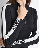 Dkny Women's Zip-Collar Long-Sleeve Rib-Knit Sweater