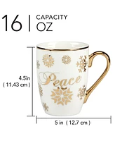 Certified International Christmas Glitter Gold Mugs, Set of 4