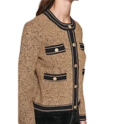 Karl Lagerfeld Paris Women's Shine Tweed Cardigan, Regular & Petite